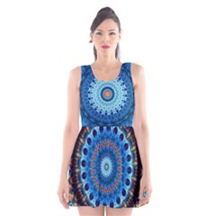 Rose Kaleidoscope Art Pattern Scoop Neck Skater Dress by Wegoenart