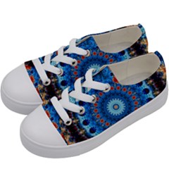 Rose Kaleidoscope Art Pattern Kids  Low Top Canvas Sneakers by Wegoenart