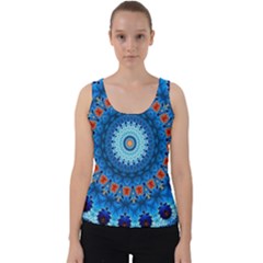 Rose Kaleidoscope Art Pattern Velvet Tank Top by Wegoenart