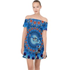 Rose Kaleidoscope Art Pattern Off Shoulder Chiffon Dress