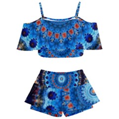 Rose Kaleidoscope Art Pattern Kids  Off Shoulder Skirt Bikini