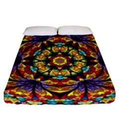 Flowers Kaleidoscope Art Pattern Fitted Sheet (california King Size) by Wegoenart