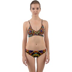 Flowers Kaleidoscope Art Pattern Wrap Around Bikini Set by Wegoenart