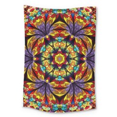 Flowers Kaleidoscope Art Pattern Large Tapestry by Wegoenart