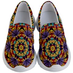 Flowers Kaleidoscope Art Pattern Kid s Lightweight Slip Ons by Wegoenart