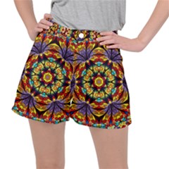 Flowers Kaleidoscope Art Pattern Stretch Ripstop Shorts by Wegoenart