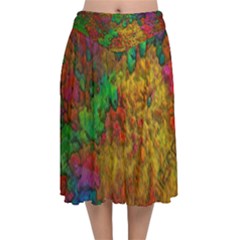 Background Color Template Abstrac Velvet Flared Midi Skirt by Wegoenart