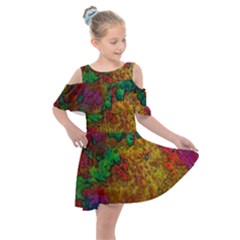 Background Color Template Abstrac Kids  Shoulder Cutout Chiffon Dress