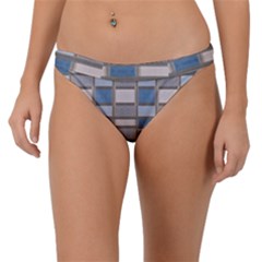 Abstract Seamless Fabric Blue Band Bikini Bottom