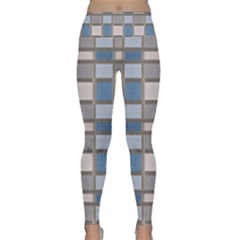 Abstract Seamless Fabric Blue Lightweight Velour Classic Yoga Leggings