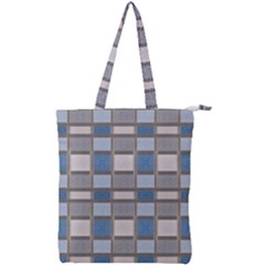 Abstract Seamless Fabric Blue Double Zip Up Tote Bag