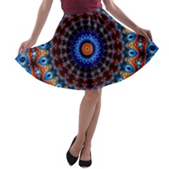 Rose Kaleidoscope Art Ornament A-line Skater Skirt by Wegoenart