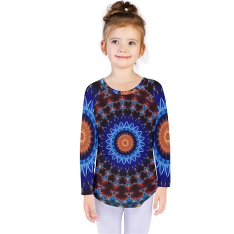 Rose Kaleidoscope Art Ornament Kids  Long Sleeve Tee by Wegoenart