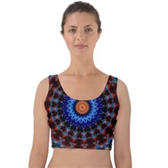 Rose Kaleidoscope Art Ornament Velvet Crop Top by Wegoenart