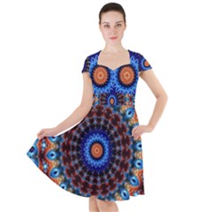 Rose Kaleidoscope Art Ornament Cap Sleeve Midi Dress