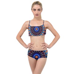 Rose Kaleidoscope Art Ornament Layered Top Bikini Set by Wegoenart