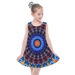 Rose Kaleidoscope Art Ornament Kids  Summer Dress by Wegoenart