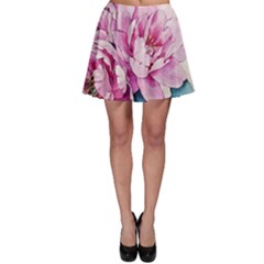 Art Painting Flowers Peonies Pink Skater Skirt by Wegoenart