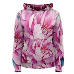 Art Painting Flowers Peonies Pink Women s Pullover Hoodie by Wegoenart