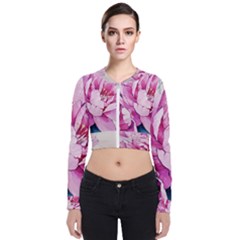 Art Painting Flowers Peonies Pink Zip Up Bomber Jacket by Wegoenart