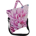 Art Painting Flowers Peonies Pink Fold Over Handle Tote Bag View1