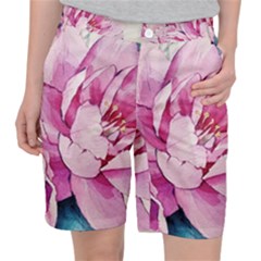 Art Painting Flowers Peonies Pink Pocket Shorts