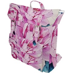 Art Painting Flowers Peonies Pink Buckle Up Backpack