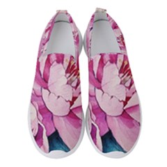 Art Painting Flowers Peonies Pink Women s Slip On Sneakers