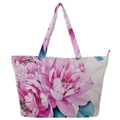 Art Painting Flowers Peonies Pink Full Print Shoulder Bag by Wegoenart