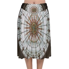 Dome Glass Architecture Glass Dome Velvet Flared Midi Skirt by Wegoenart