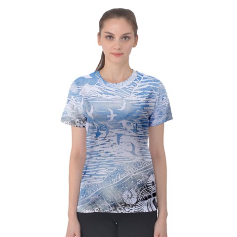 Coast Beach Shell Conch Water Women s Sport Mesh Tee by Wegoenart