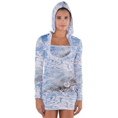 Coast Beach Shell Conch Water Long Sleeve Hooded T-shirt by Wegoenart