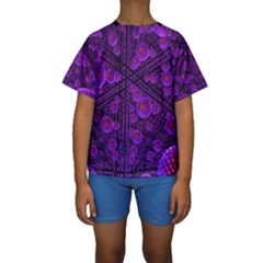 Spheres Combs Structure Regulation Kids  Short Sleeve Swimwear by Wegoenart