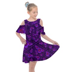 Spheres Combs Structure Regulation Kids  Shoulder Cutout Chiffon Dress