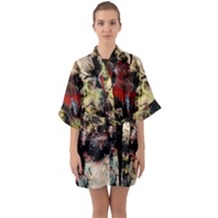 Ara Bird Parrot Animal Art Quarter Sleeve Kimono Robe