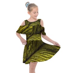 Feather Macro Bird Plumage Nature Kids  Shoulder Cutout Chiffon Dress