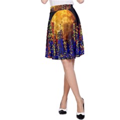 Skyline Frankfurt Abstract Moon A-line Skirt by Wegoenart