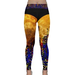 Skyline Frankfurt Abstract Moon Classic Yoga Leggings by Wegoenart