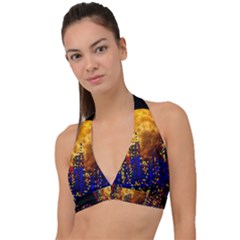 Skyline Frankfurt Abstract Moon Halter Plunge Bikini Top