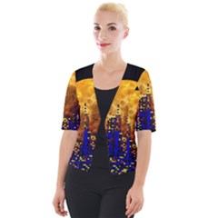 Skyline Frankfurt Abstract Moon Cropped Button Cardigan by Wegoenart