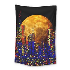 Skyline Frankfurt Abstract Moon Small Tapestry by Wegoenart