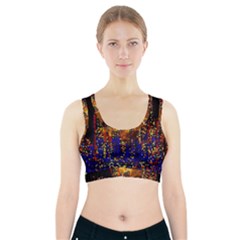 Skyline Frankfurt Abstract Moon Sports Bra With Pocket by Wegoenart