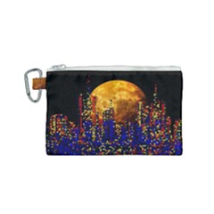 Skyline Frankfurt Abstract Moon Canvas Cosmetic Bag (small) by Wegoenart