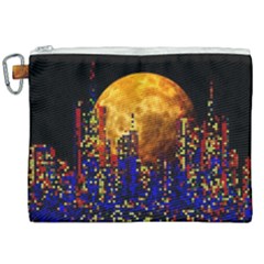 Skyline Frankfurt Abstract Moon Canvas Cosmetic Bag (xxl) by Wegoenart