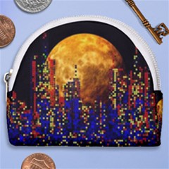 Skyline Frankfurt Abstract Moon Horseshoe Style Canvas Pouch