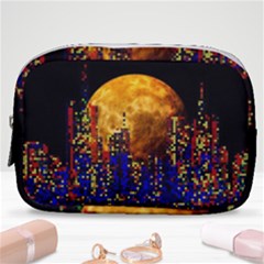 Skyline Frankfurt Abstract Moon Make Up Pouch (small) by Wegoenart