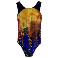 Skyline Frankfurt Abstract Moon Kids  Cut-out Back One Piece Swimsuit