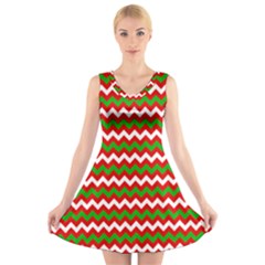 Christmas Paper Scrapbooking Pattern V-neck Sleeveless Dress by Wegoenart