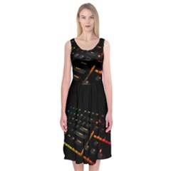 Keyboard Led Technology Midi Sleeveless Dress by Wegoenart