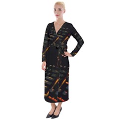 Keyboard Led Technology Velvet Maxi Wrap Dress by Wegoenart